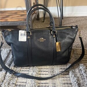 Coach Black Pebbled Leather Satchel with Gold Hardware